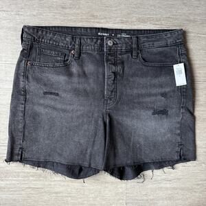 Old Navy OG Straight High Rise Black Denim Cut Off Shorts Womens 16 NWT Secret